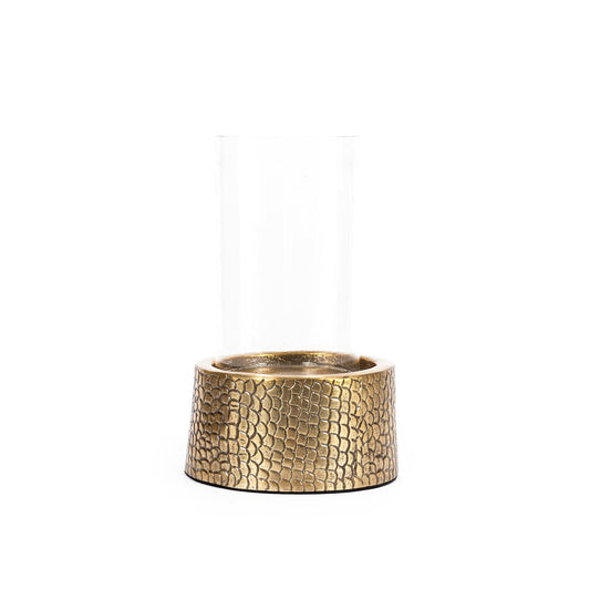 The Croco Candle Holder with Glass - Brass - M - Remood furniture living