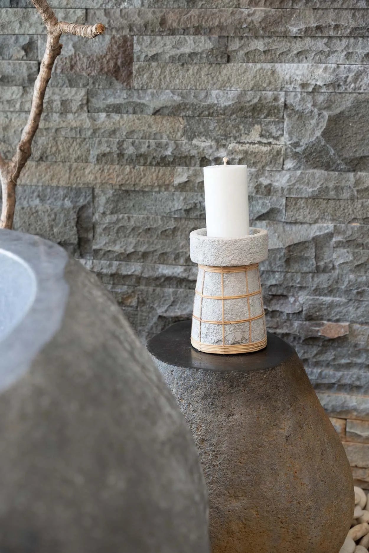 The Serene Candle Holder - Concrete Natural - L - Remood furniture living