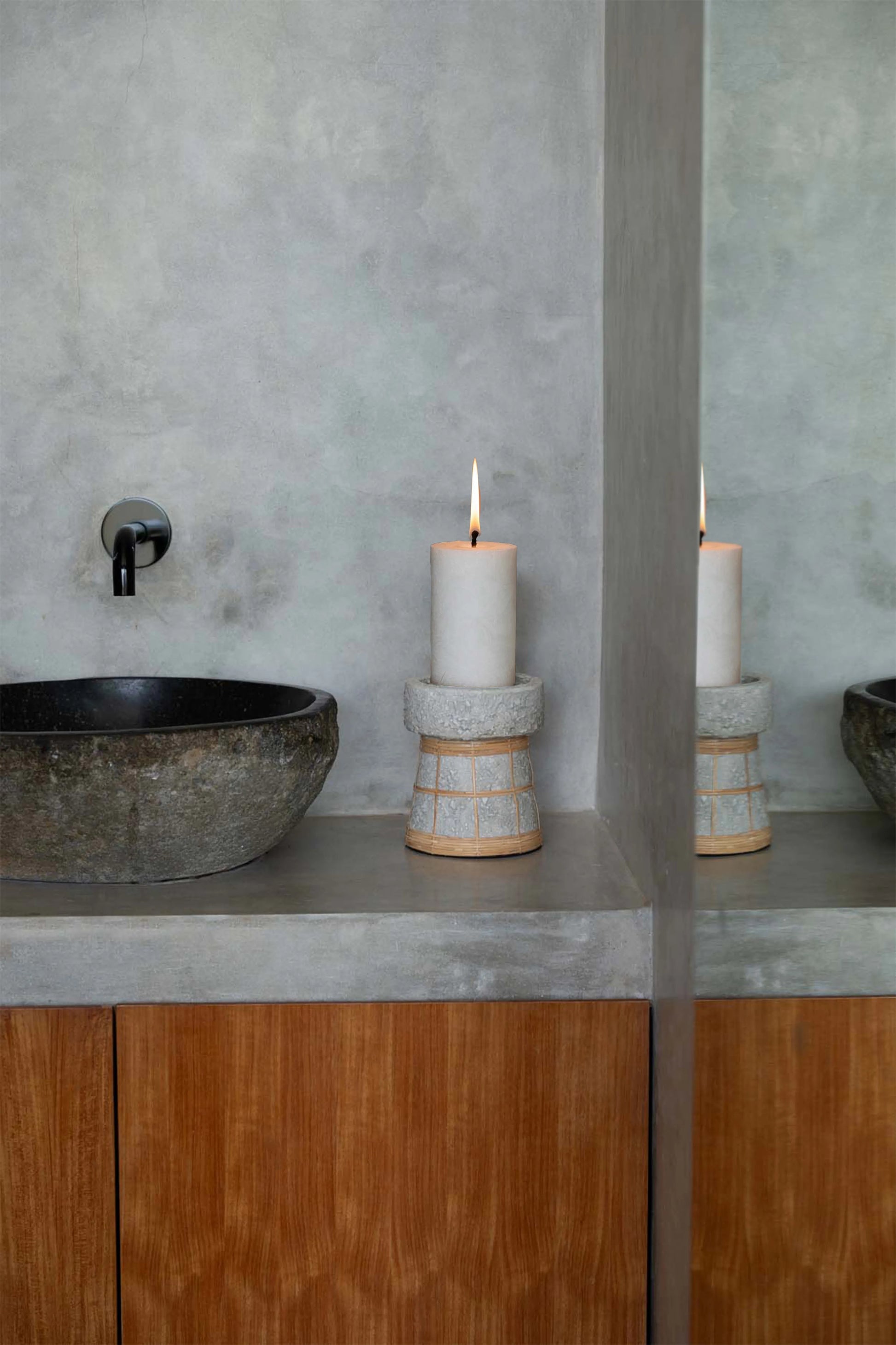 The Serene Candle Holder - Concrete Natural - M - Remood furniture living