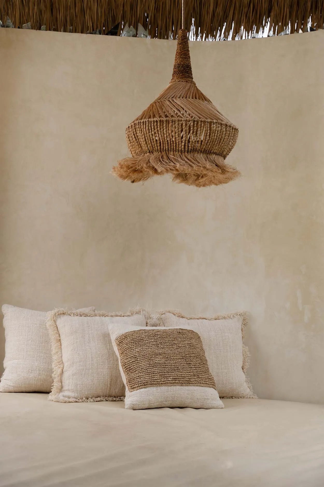 The Raffia Stamp Cushion Cover - Natural - Remood furniture living