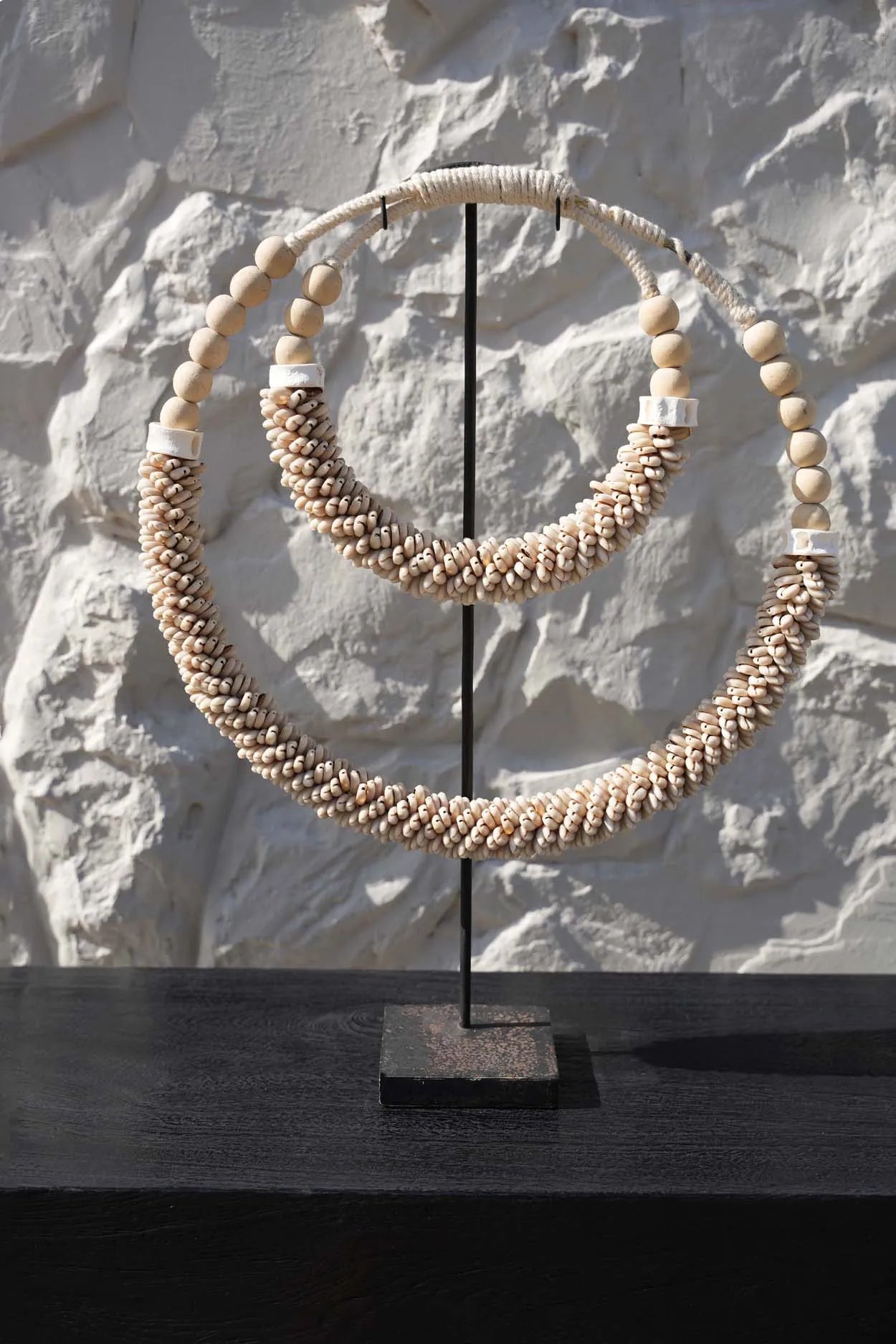 The Double Shell Necklace On Stand - Natural - Remood furniture living