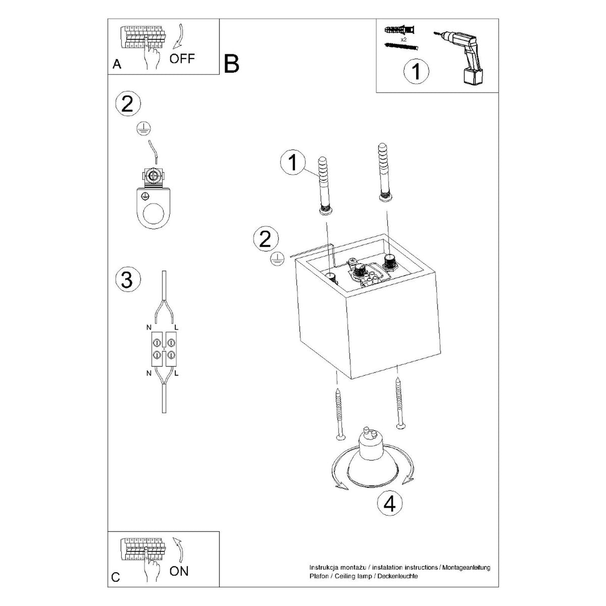 Ceiling lamp QUAD 1 black