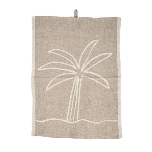 The Linen Palm Tree Kitchen Towel - Natural White - 50x70