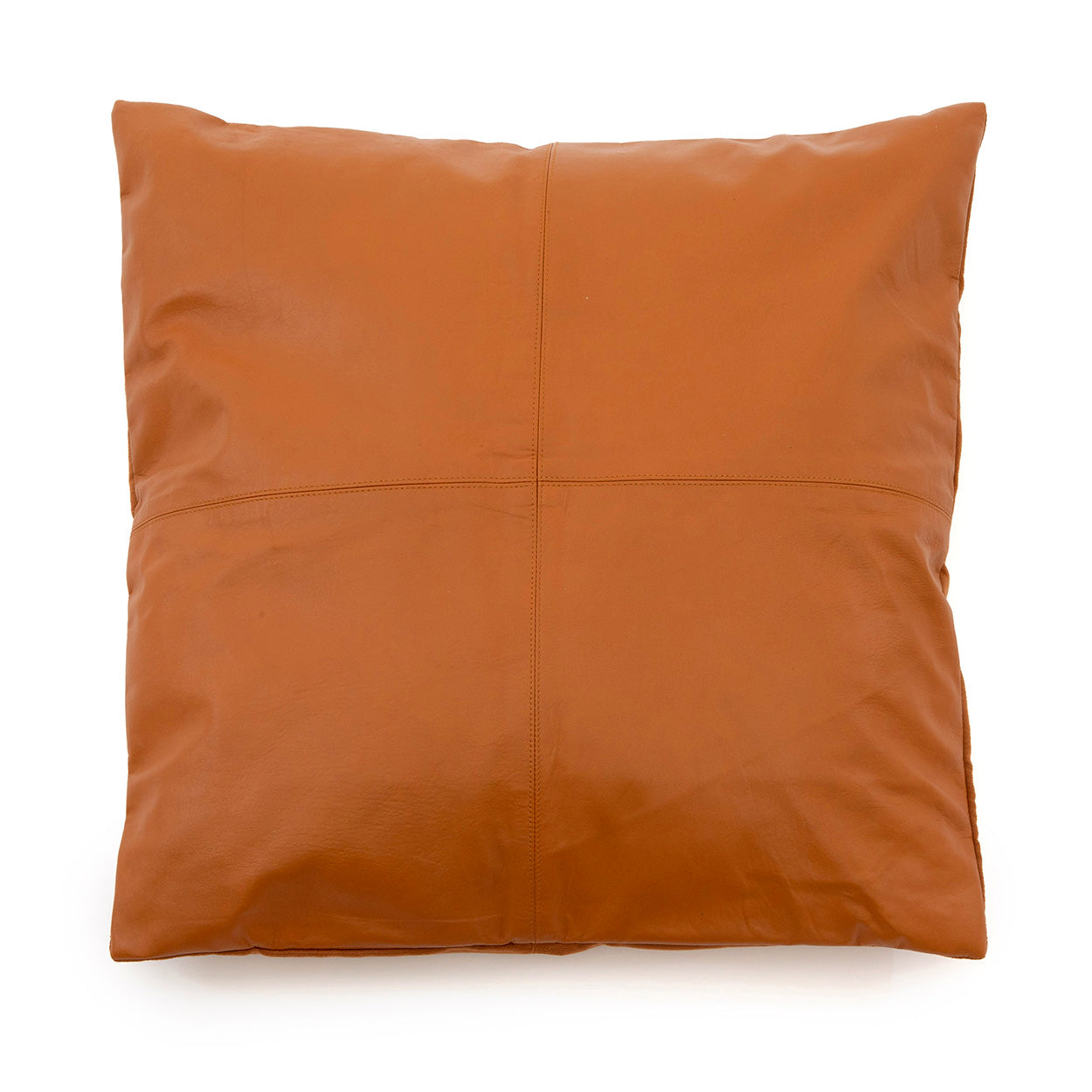 Housse de coussin en cuir à quatre panneaux - Camel - 60x60