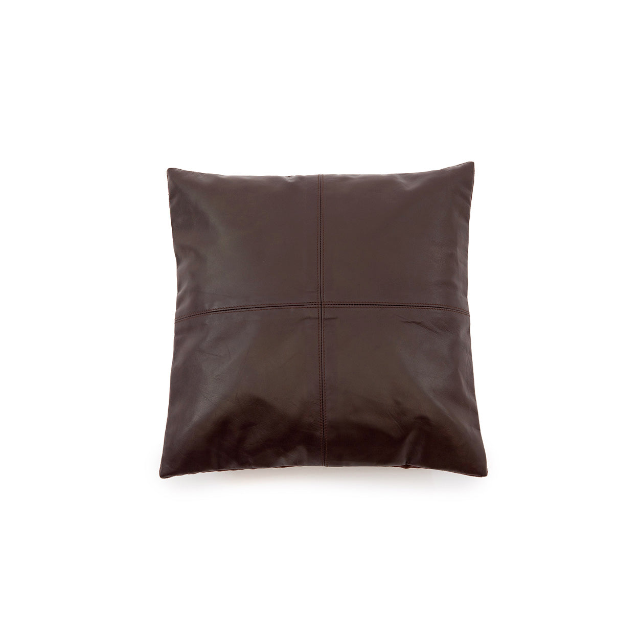 Fodera per cuscino in pelle a quattro pannelli - Cioccolato - 40x40