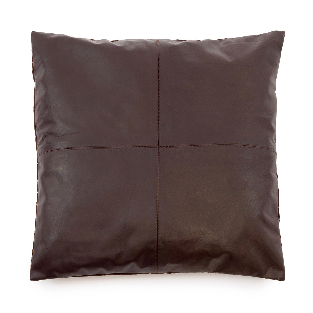 Housse de coussin en cuir à quatre panneaux - Chocolat - 60 x 60
