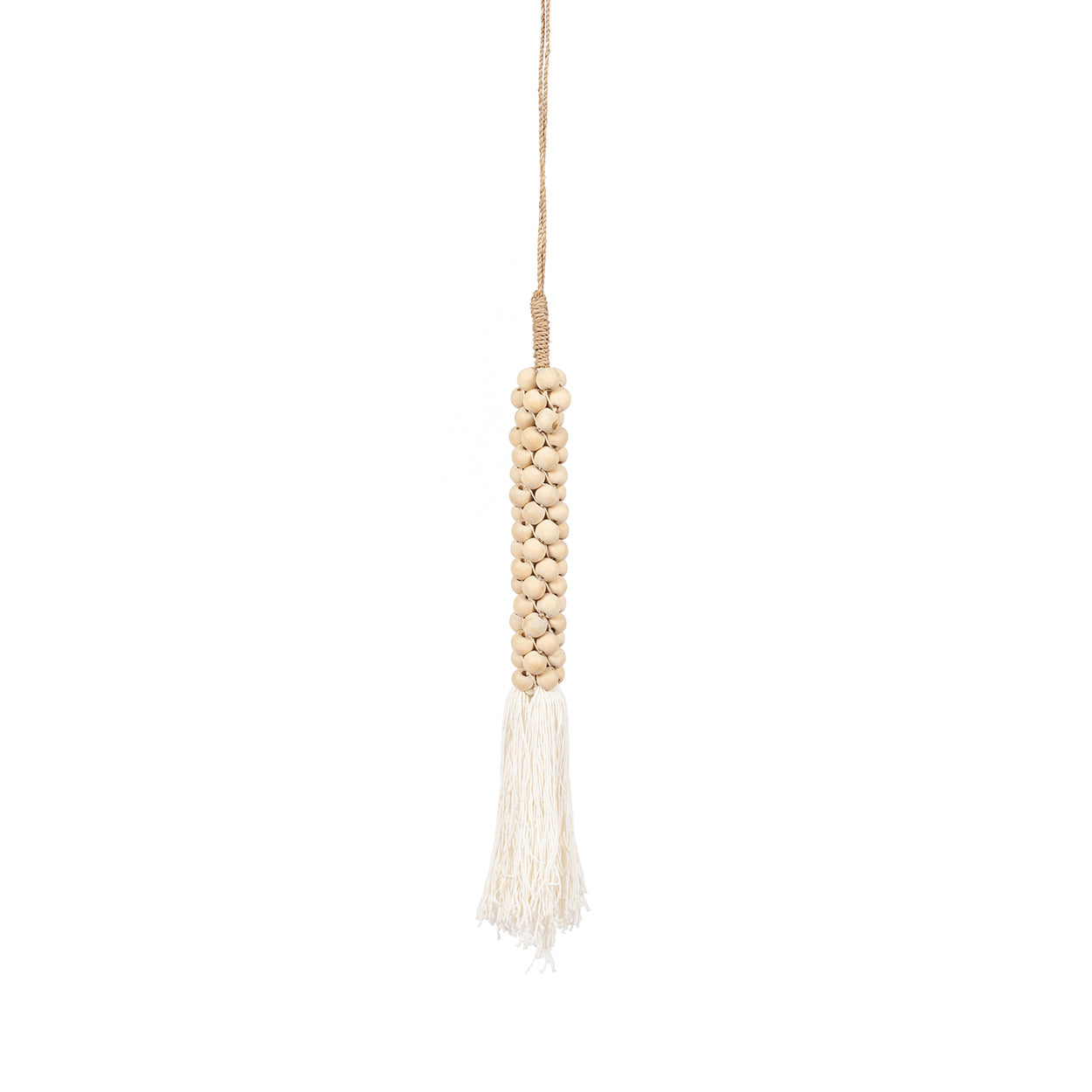 The Wooden Beads with Cotton Tassel - Natural White