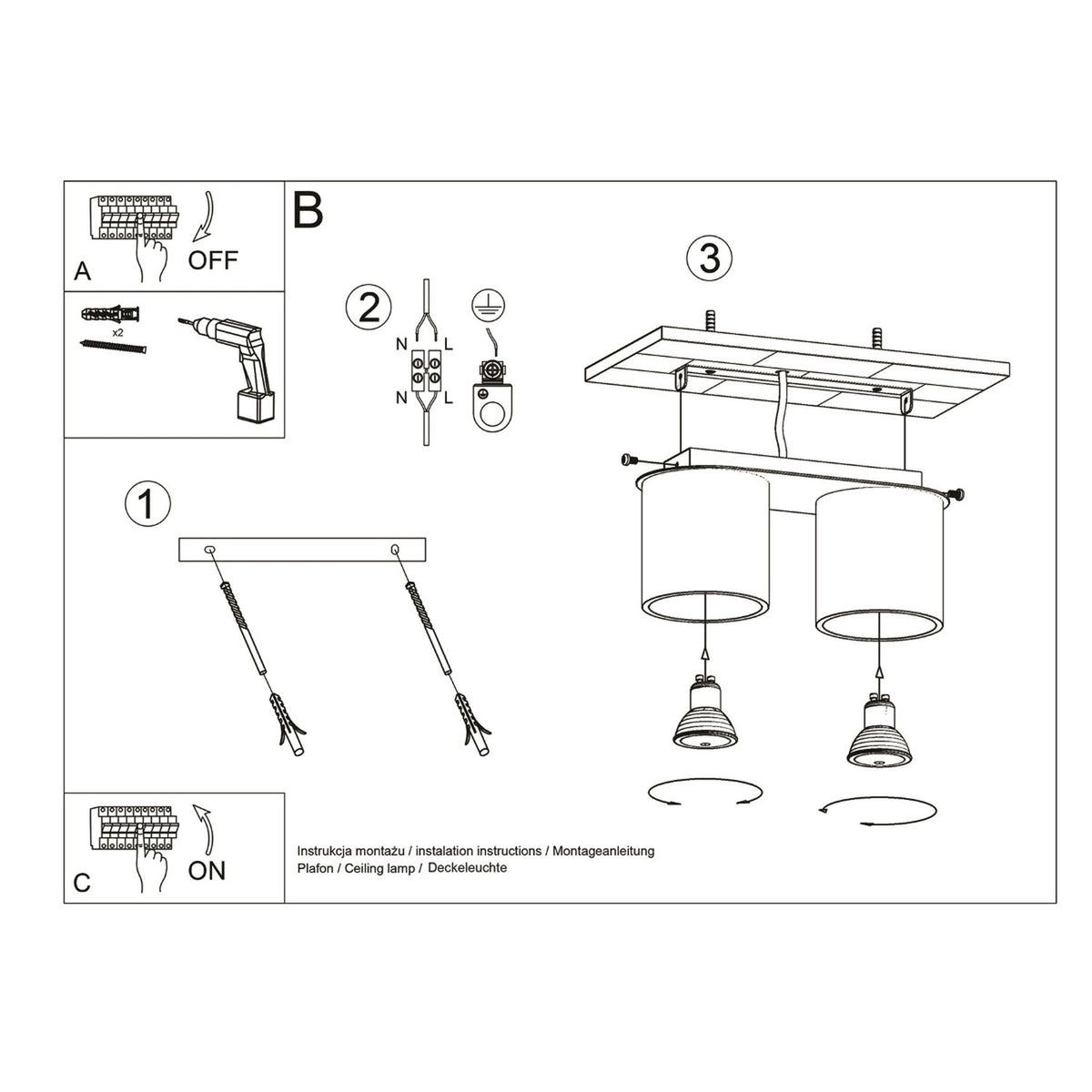 Ceiling lamp ORBIS 2 grey