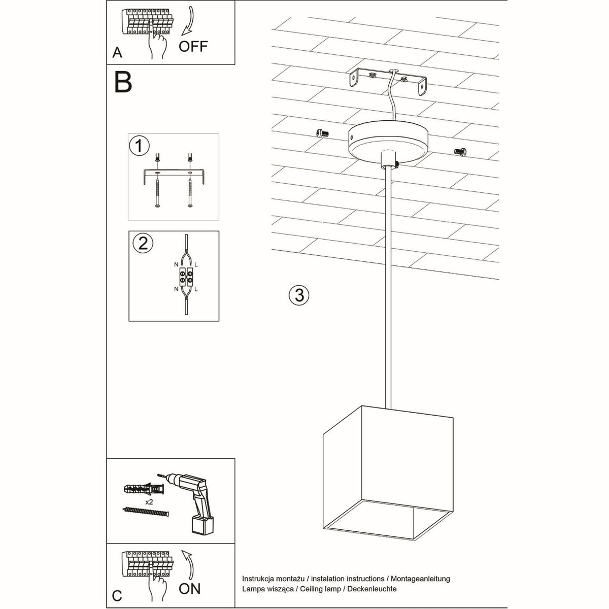 Pendant lamp QUAD 1 black