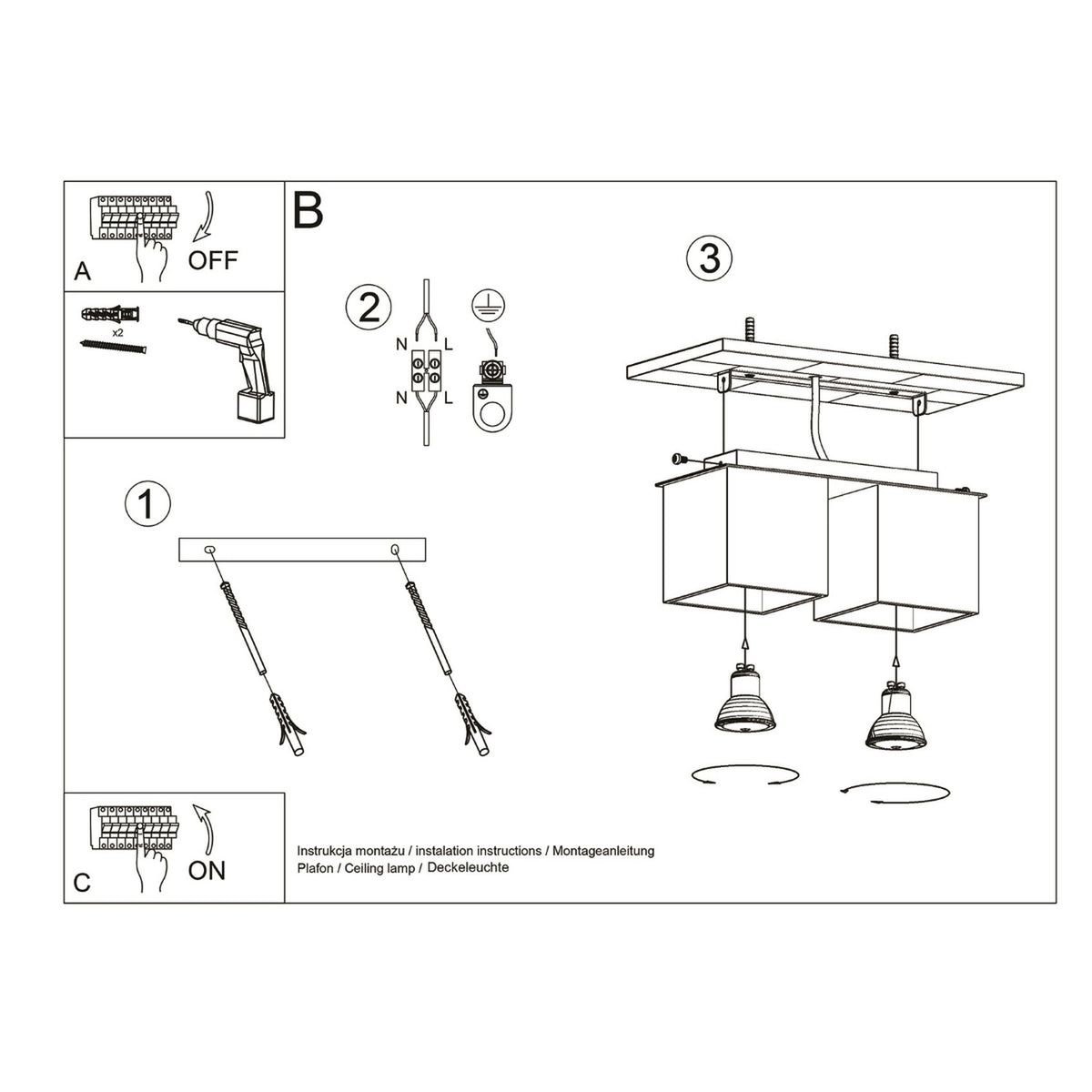 Ceiling lamp QUAD 2 black