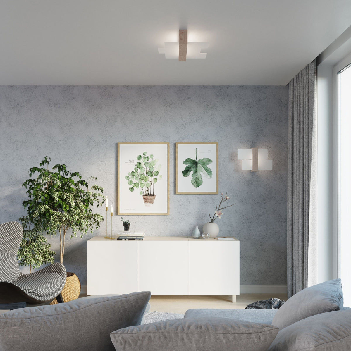 Ceiling lamp FENIKS 2 natural wood