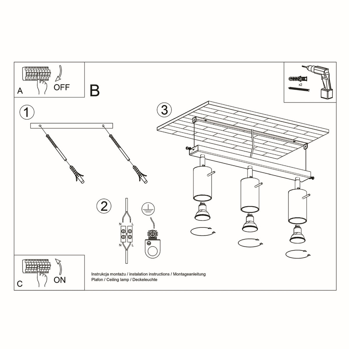 Ceiling lamp RING 3 white