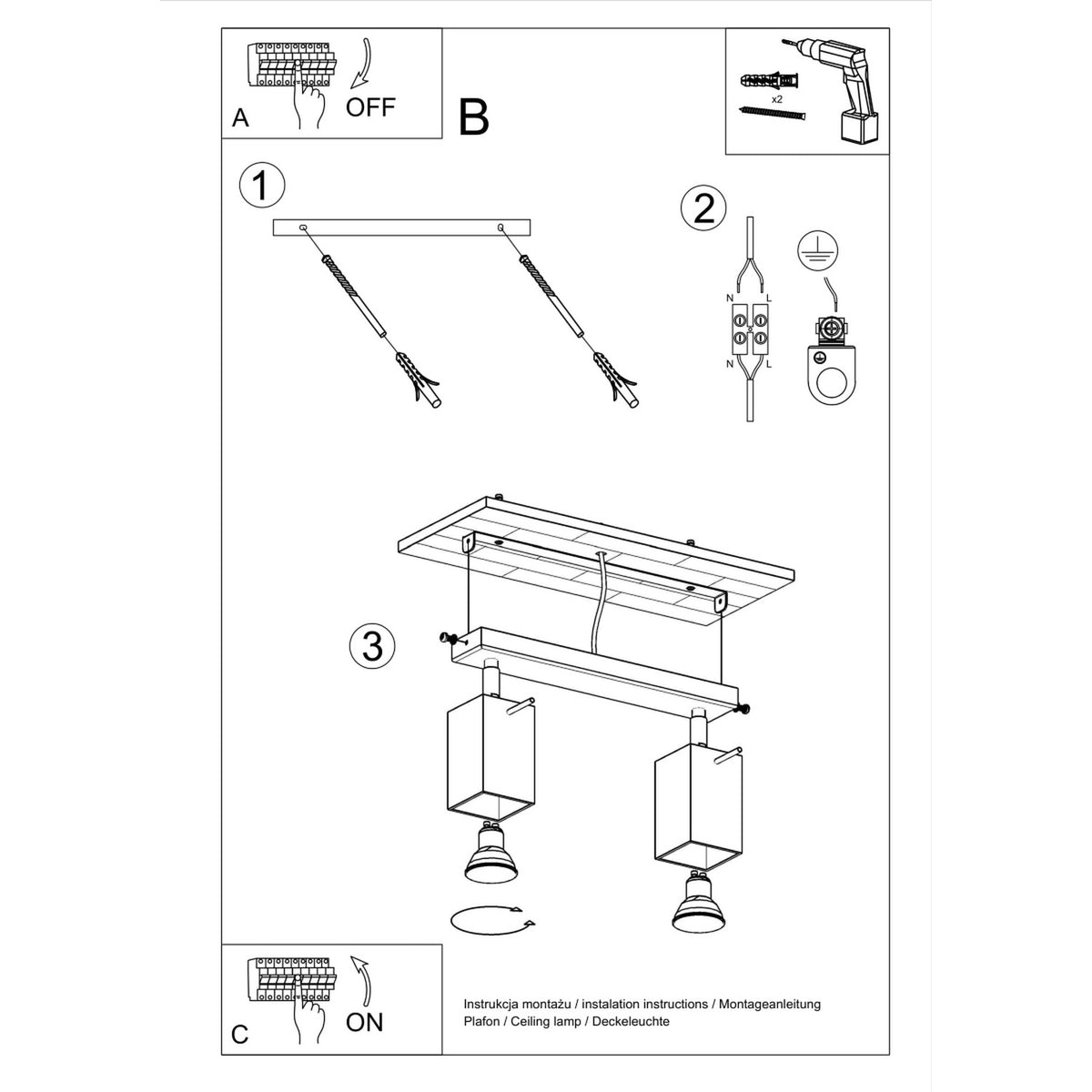 Ceiling lamp MERIDA 2 black