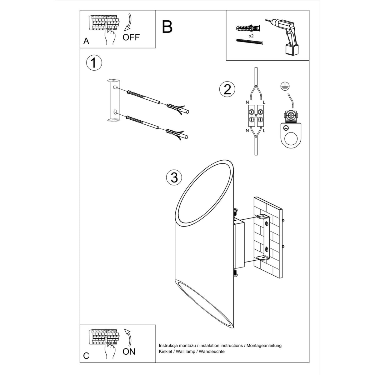 Wall lamp PENNE 30 white