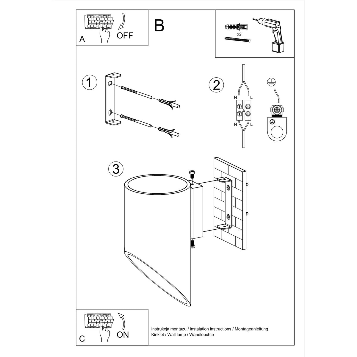 Wall lamp PENNE 20 black