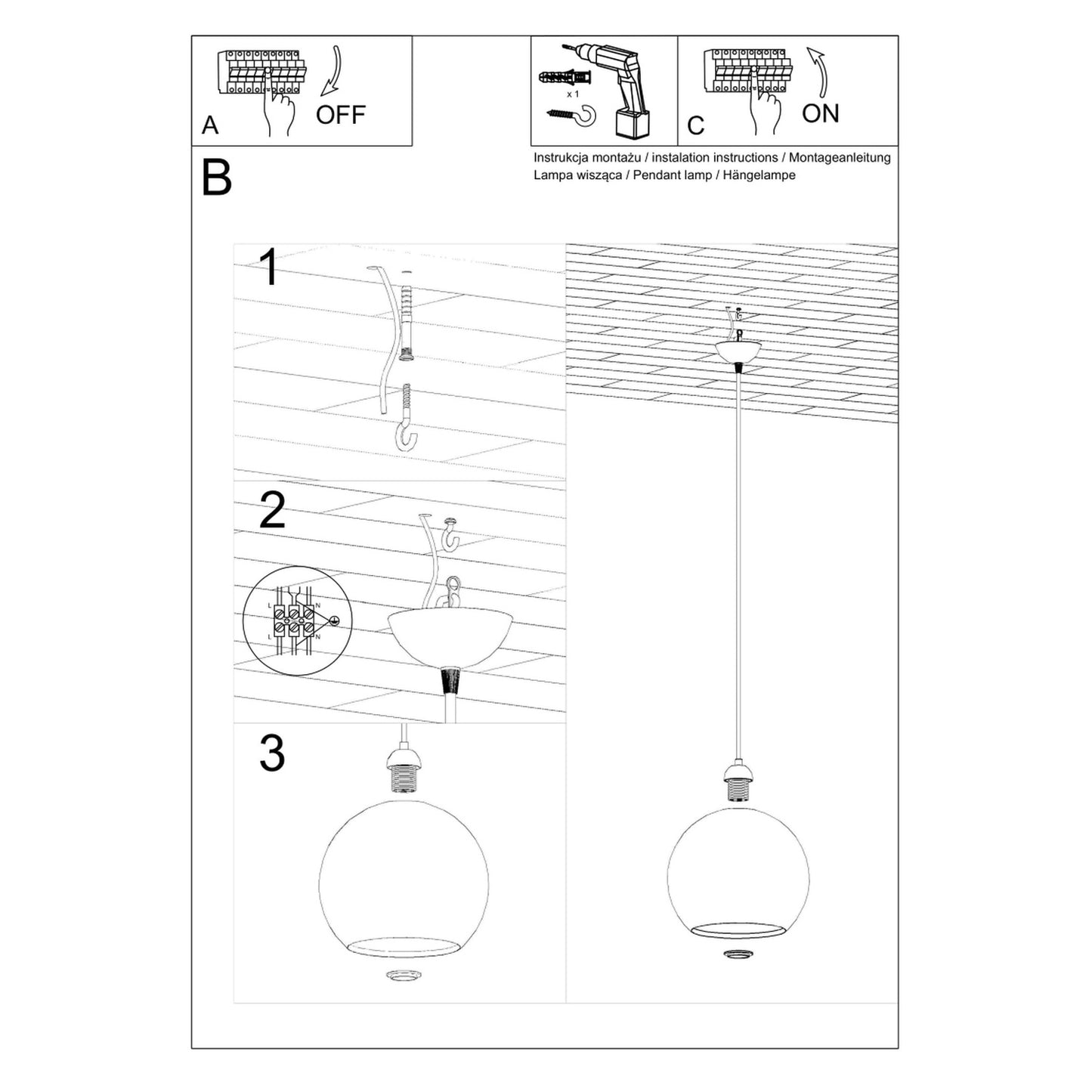 Pendant lamp BALL transparent