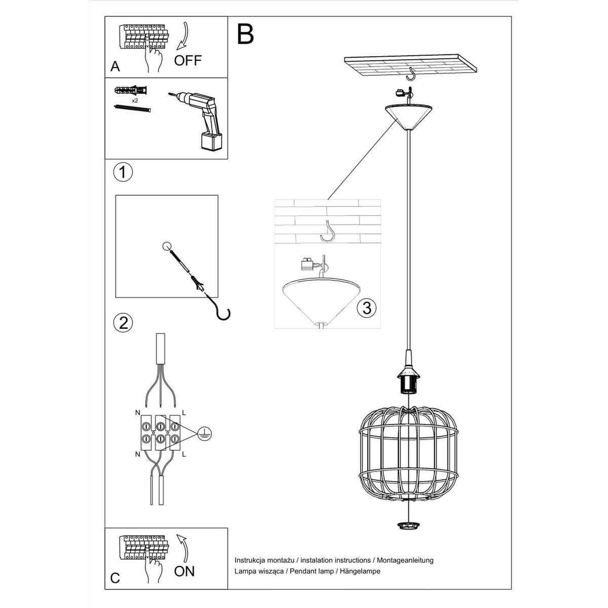 Pendant lamp CELTA black