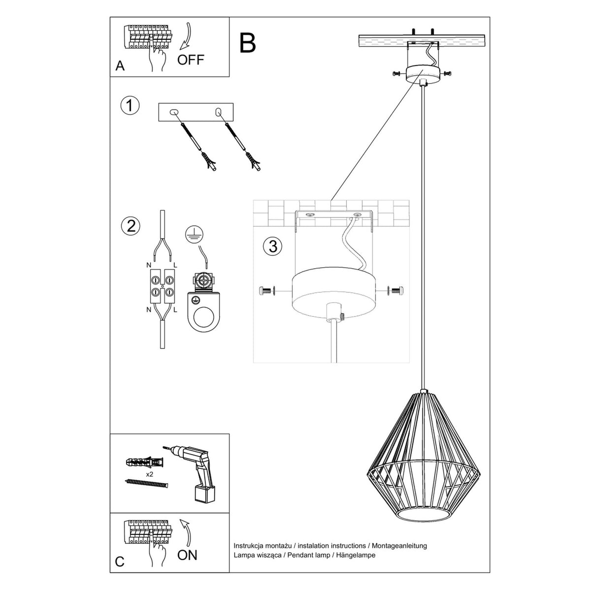 Pendant lamp DEMI black