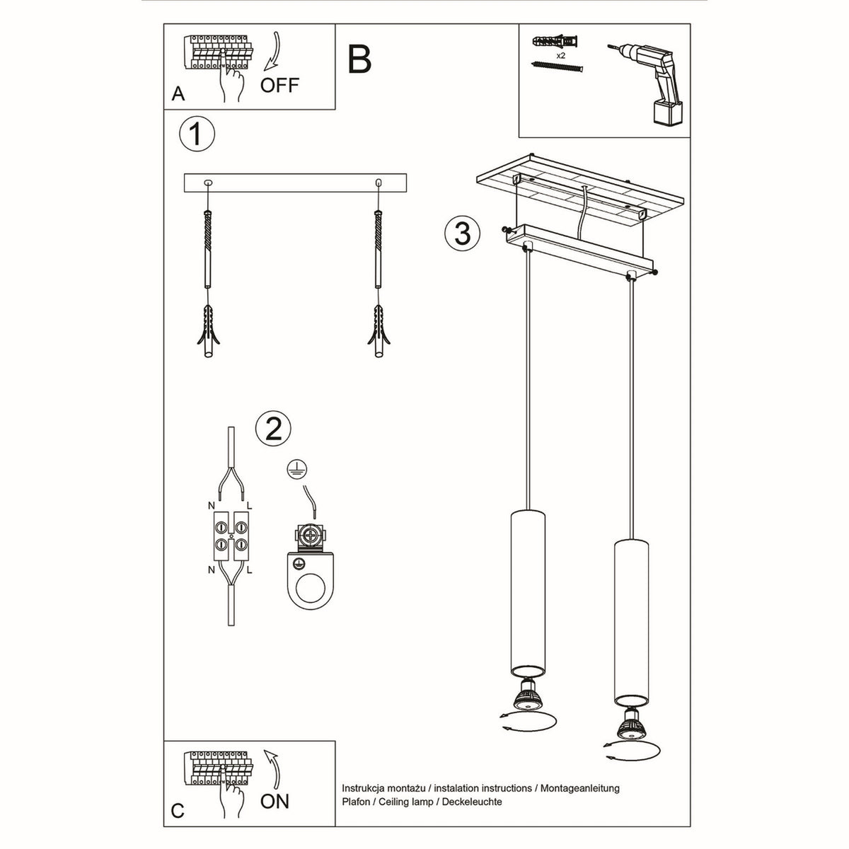 Pendant lamp LAGOS 2 black