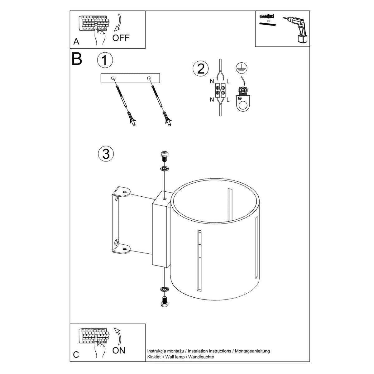 Wall lamp INEZ grey