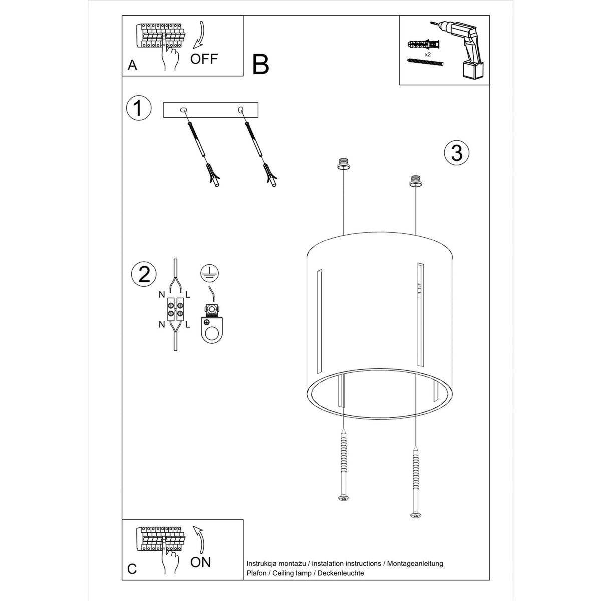 Ceiling lamp INEZ grey