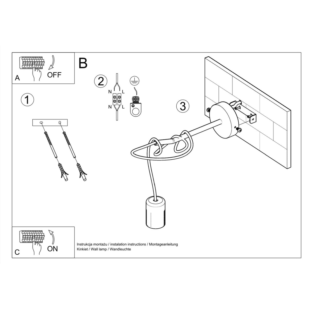 Wall lamp EDISON black