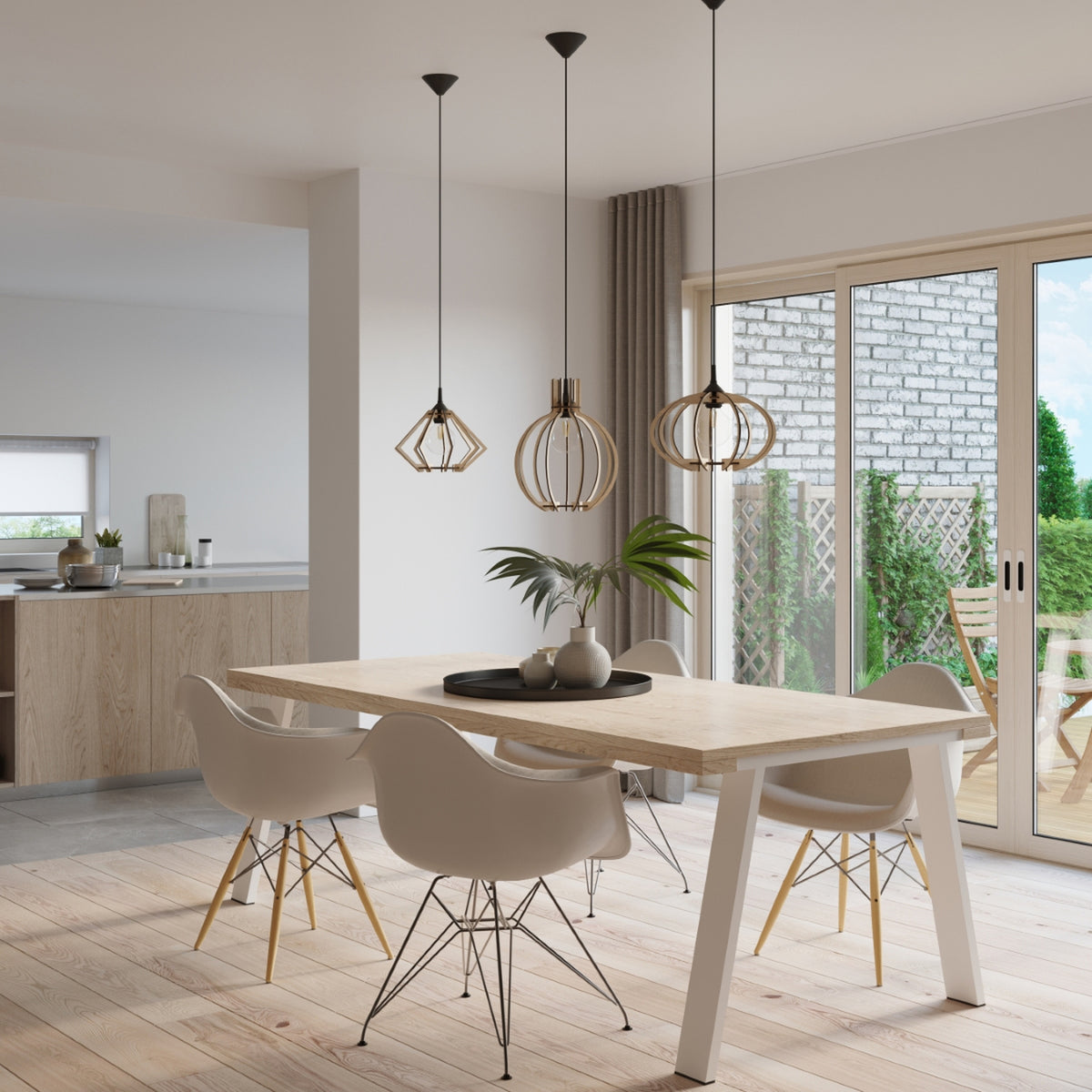 Pendant lamp POMPELMO natural wood