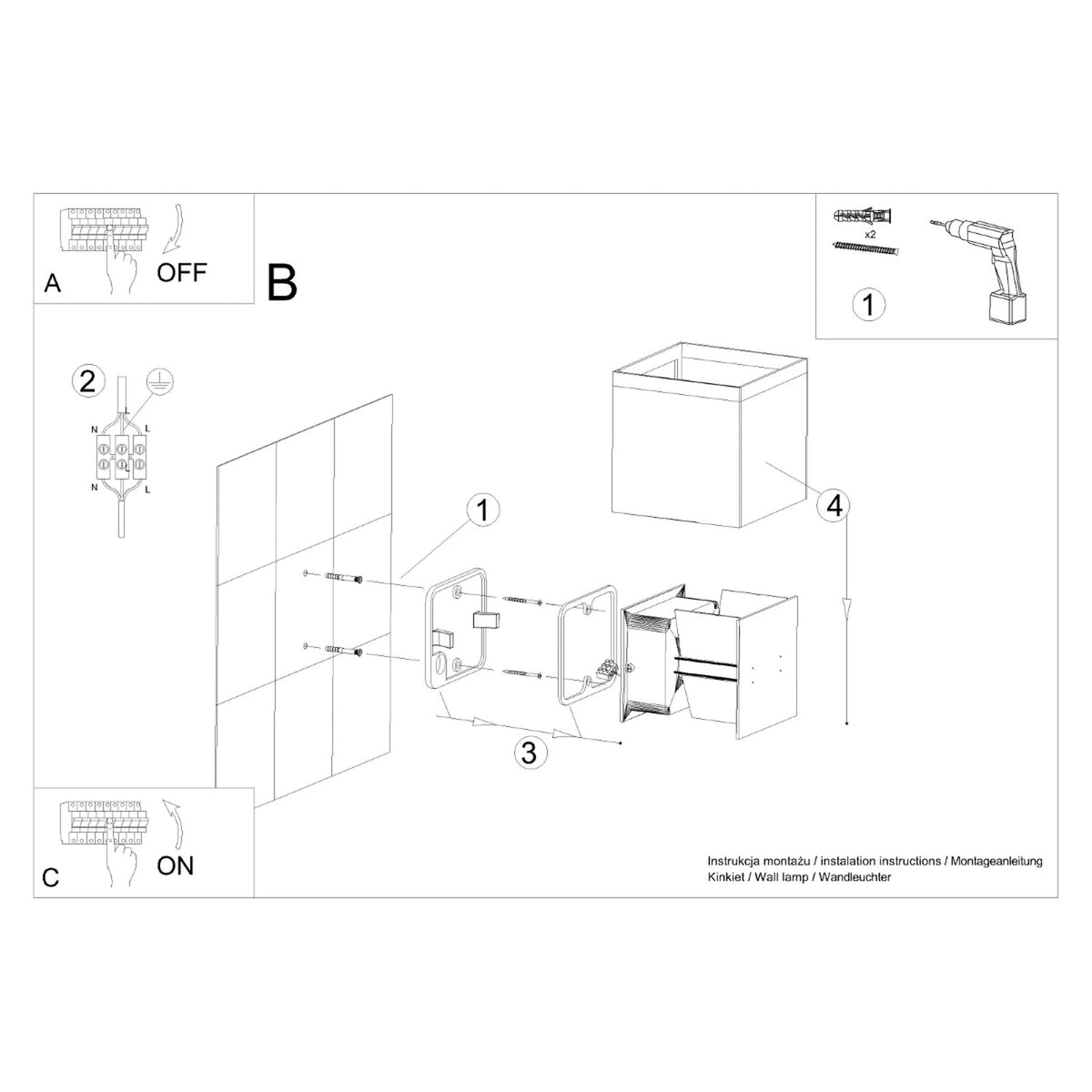 Wall lamp LUCA black LED IP54