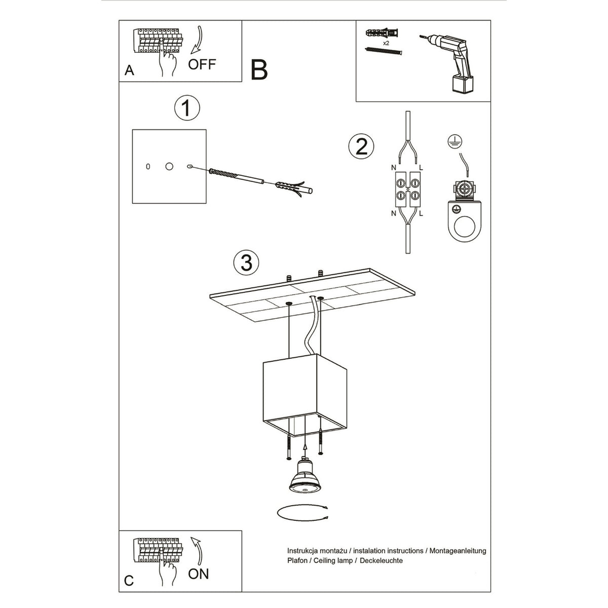 Ceiling lamp QUAD 1 anthracite