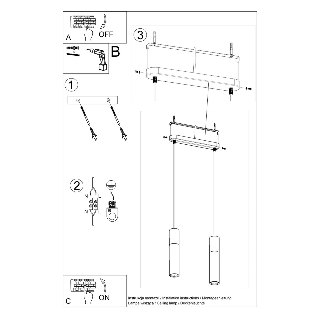 Pendant lamp PABLO 2 white