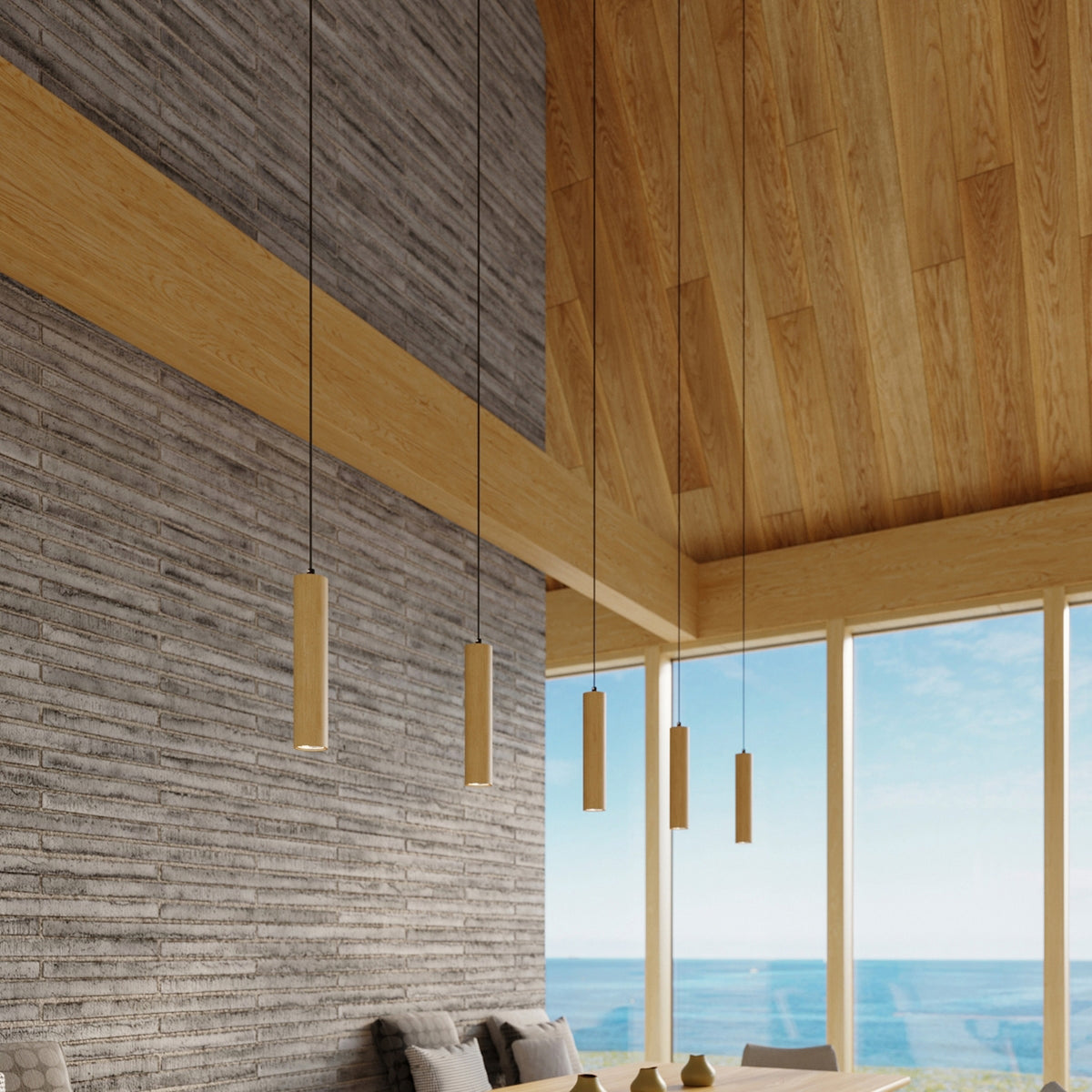 Pendant lamp LINO 3 wood