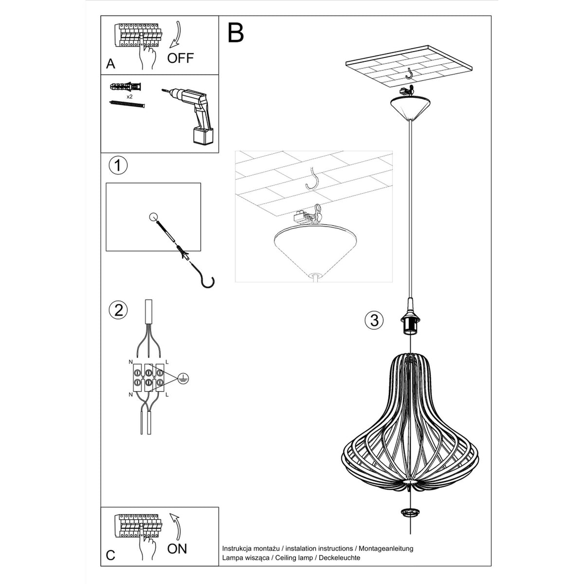 Pendant lamp ELZA wood