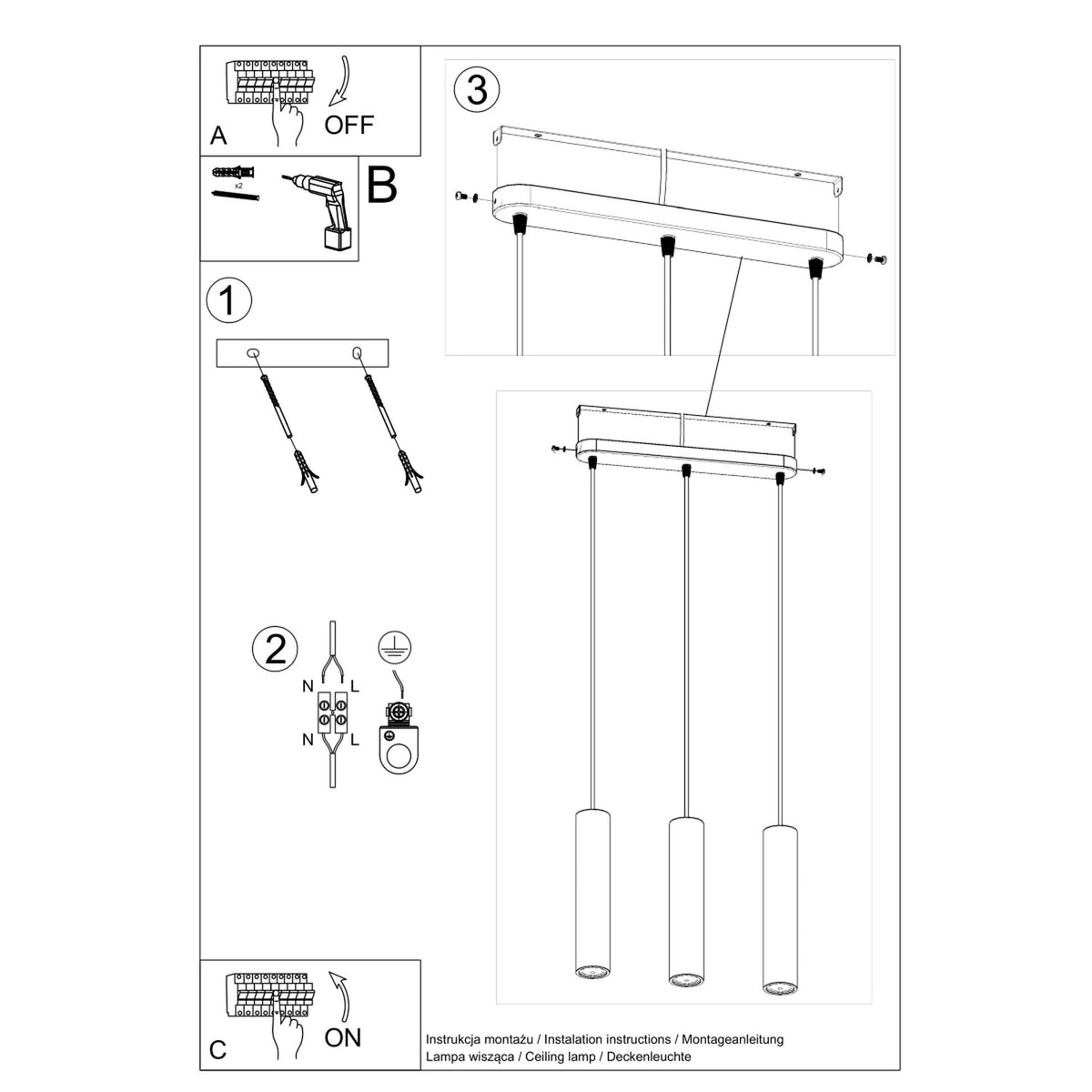 Pendant lamp LUVO 3L