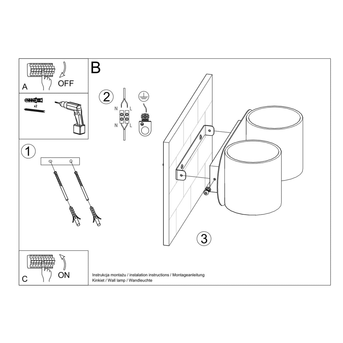 Wall lamp ORBIS 2 grey