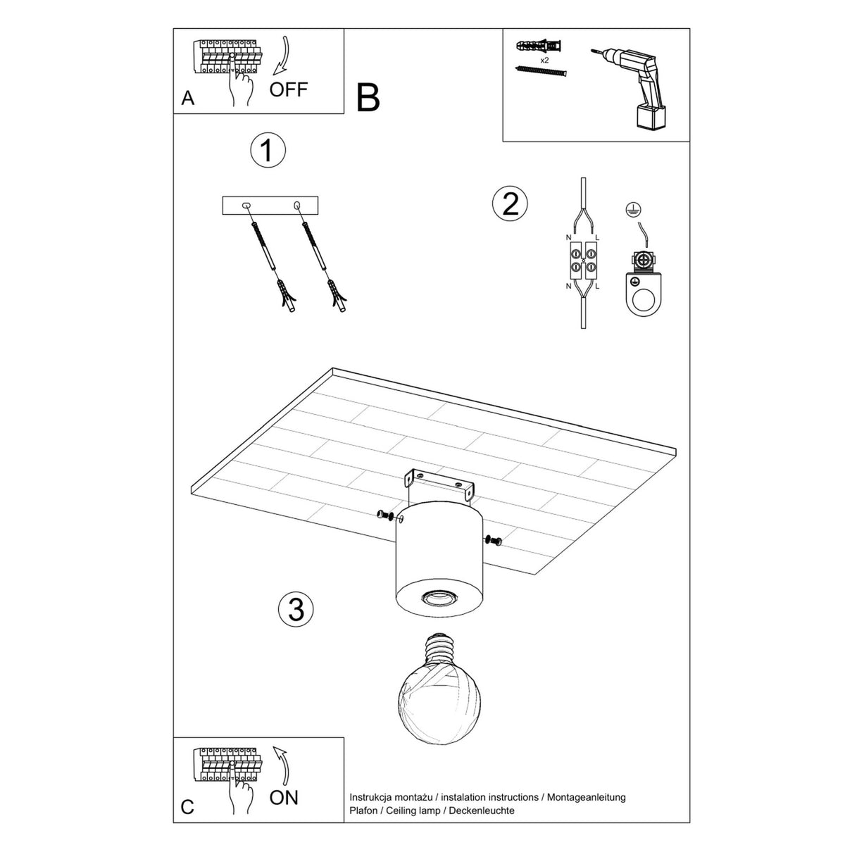 Ceiling lamp SALGADO natural wood
