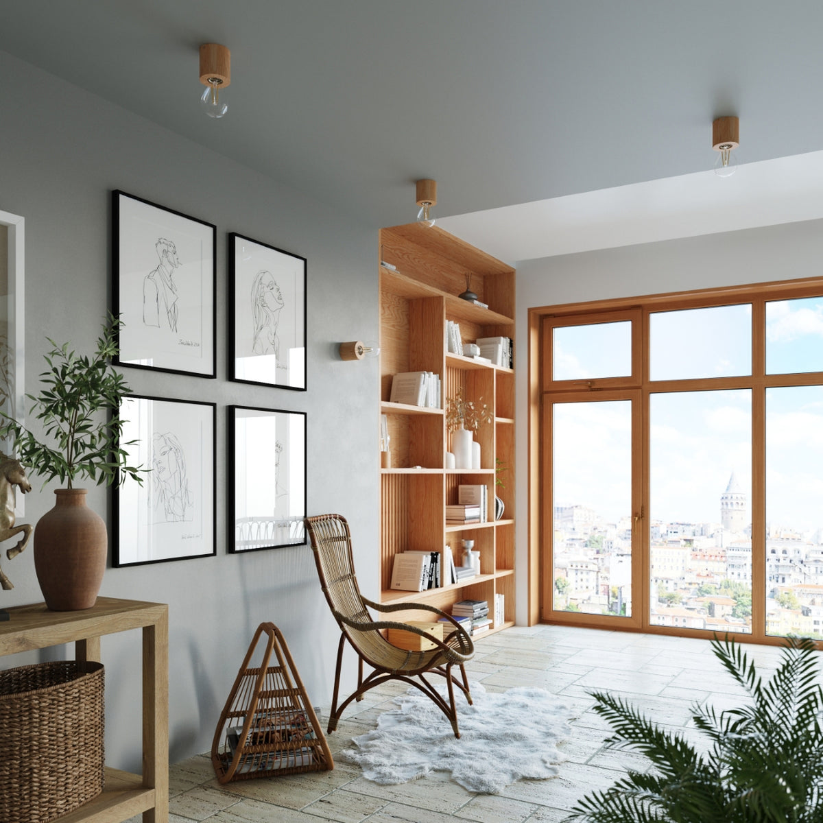 Ceiling lamp SALGADO natural wood