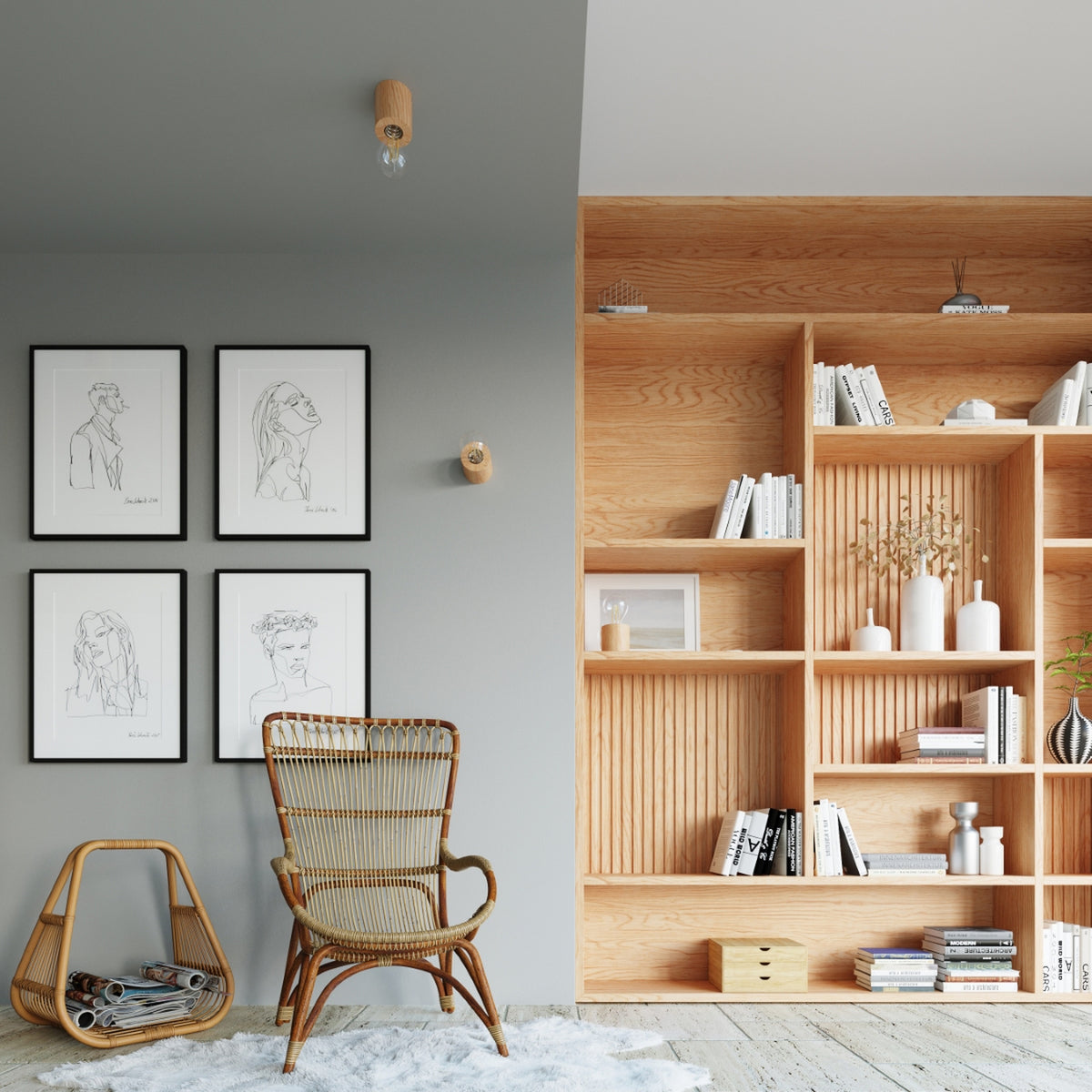 Ceiling lamp SALGADO natural wood