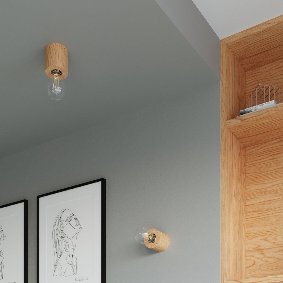 Ceiling lamp SALGADO natural wood