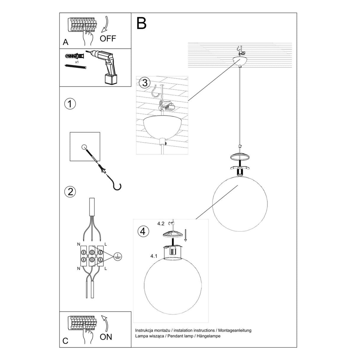 Pendant lamp UGO 20 golden