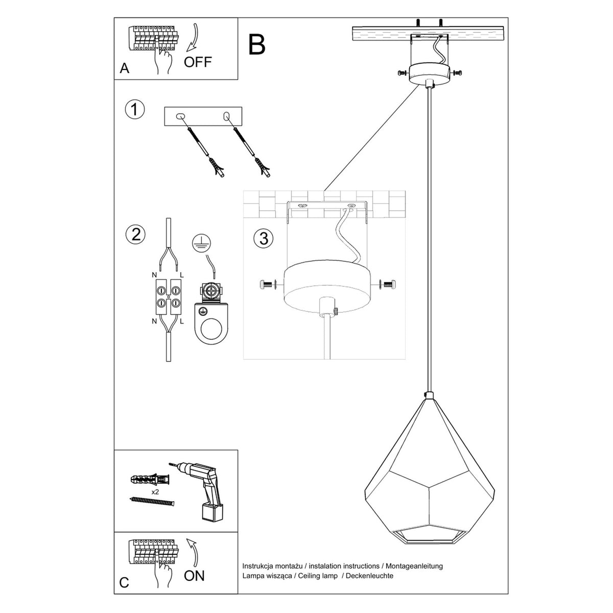 Ceramic pendant lamp PAVLUS