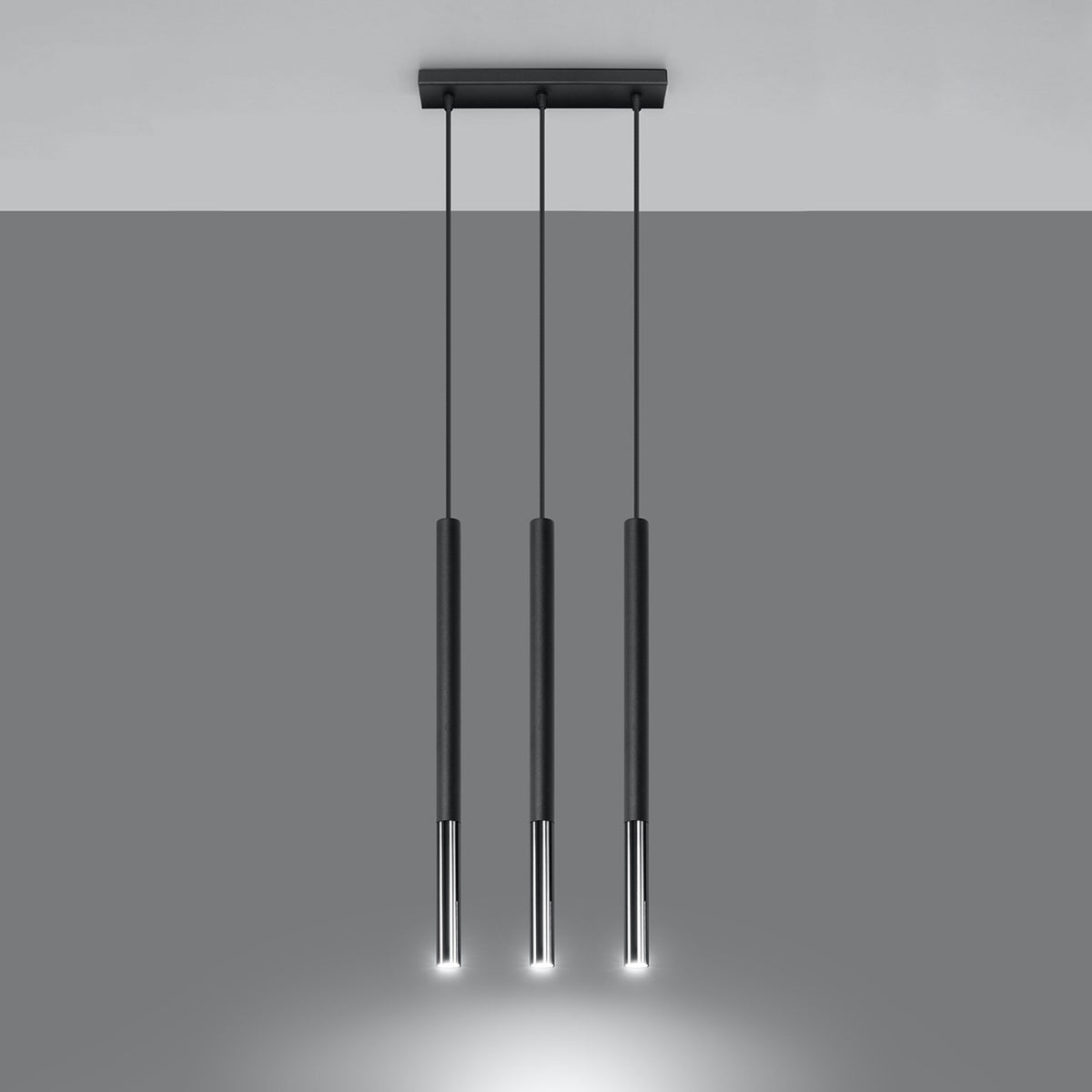 Pendant lamp MOZAICA 3L black/chrome