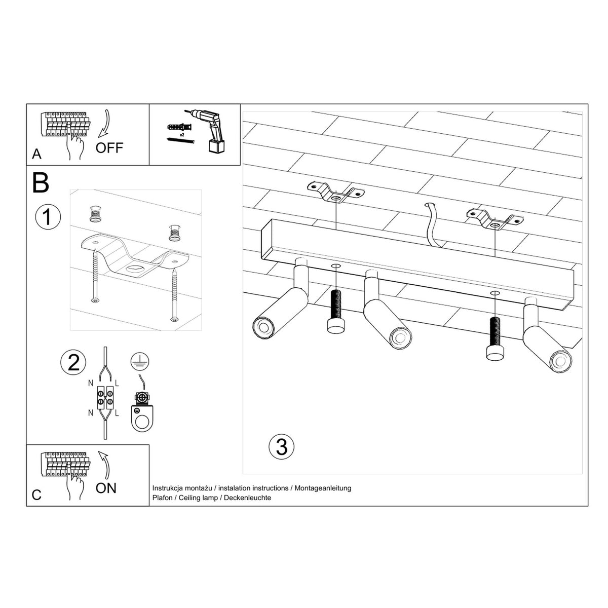 Ceiling lamp EYETECH 3 black