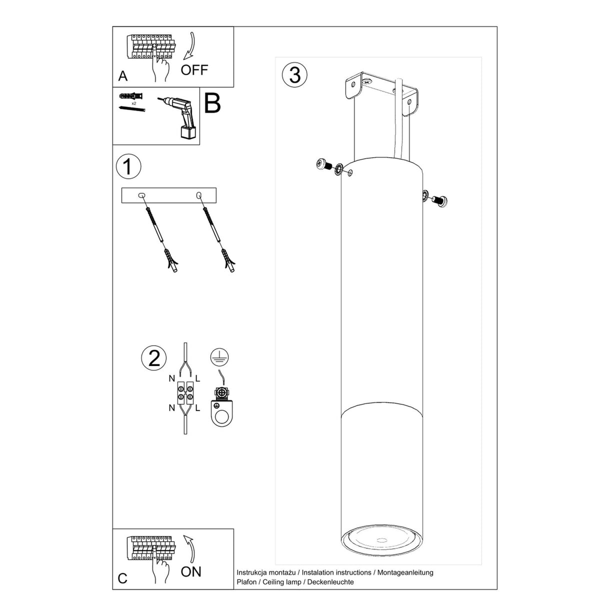 Ceiling lamp LOOPEZ black/chrome