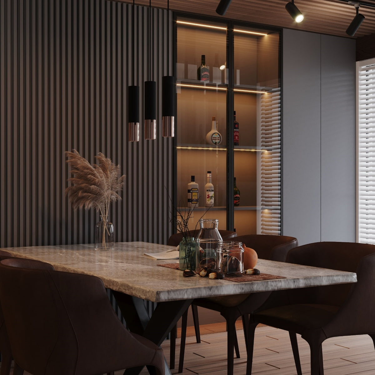 Pendant lamp LOOPEZ 3L black/copper