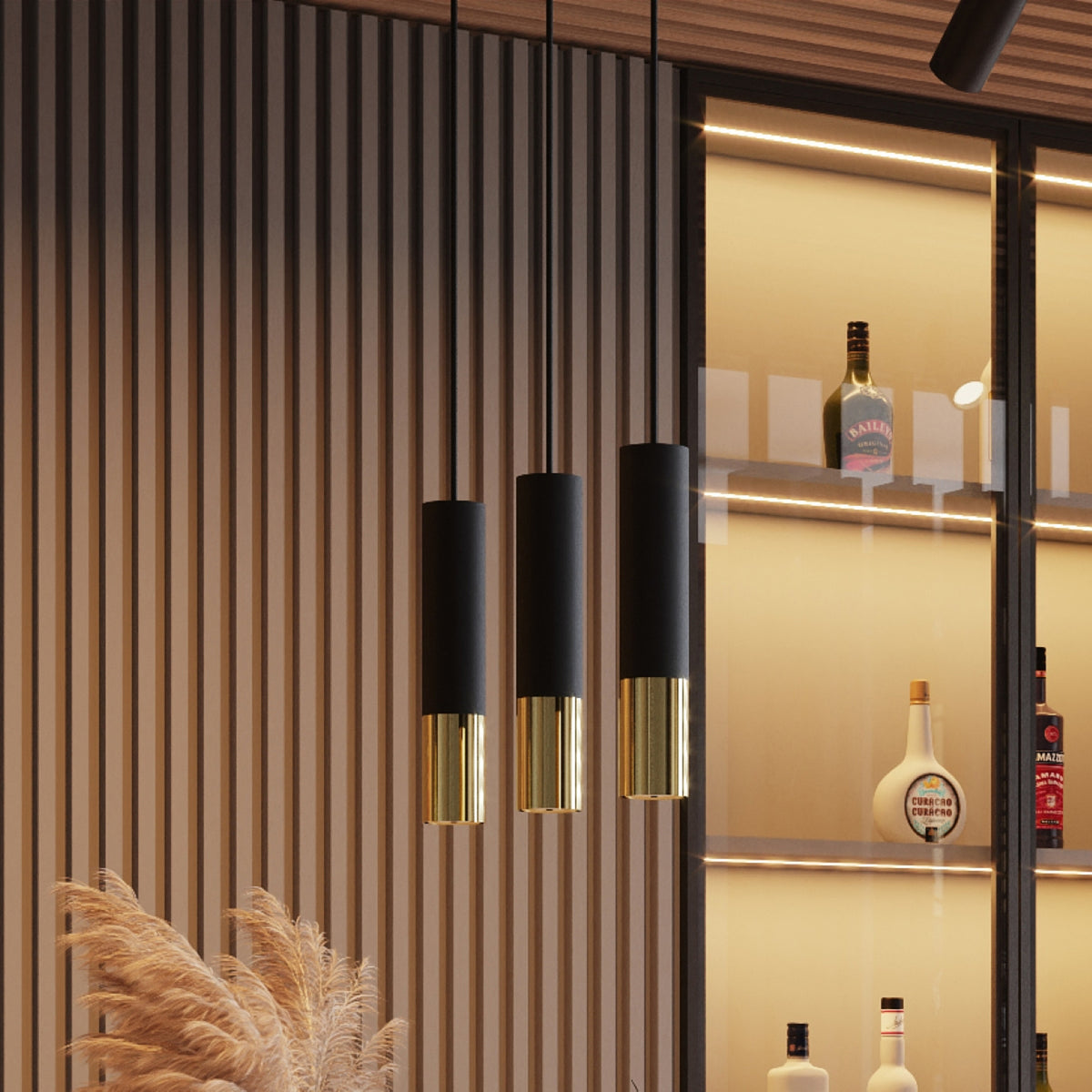 Pendant lamp LOOPEZ 3L black/golden