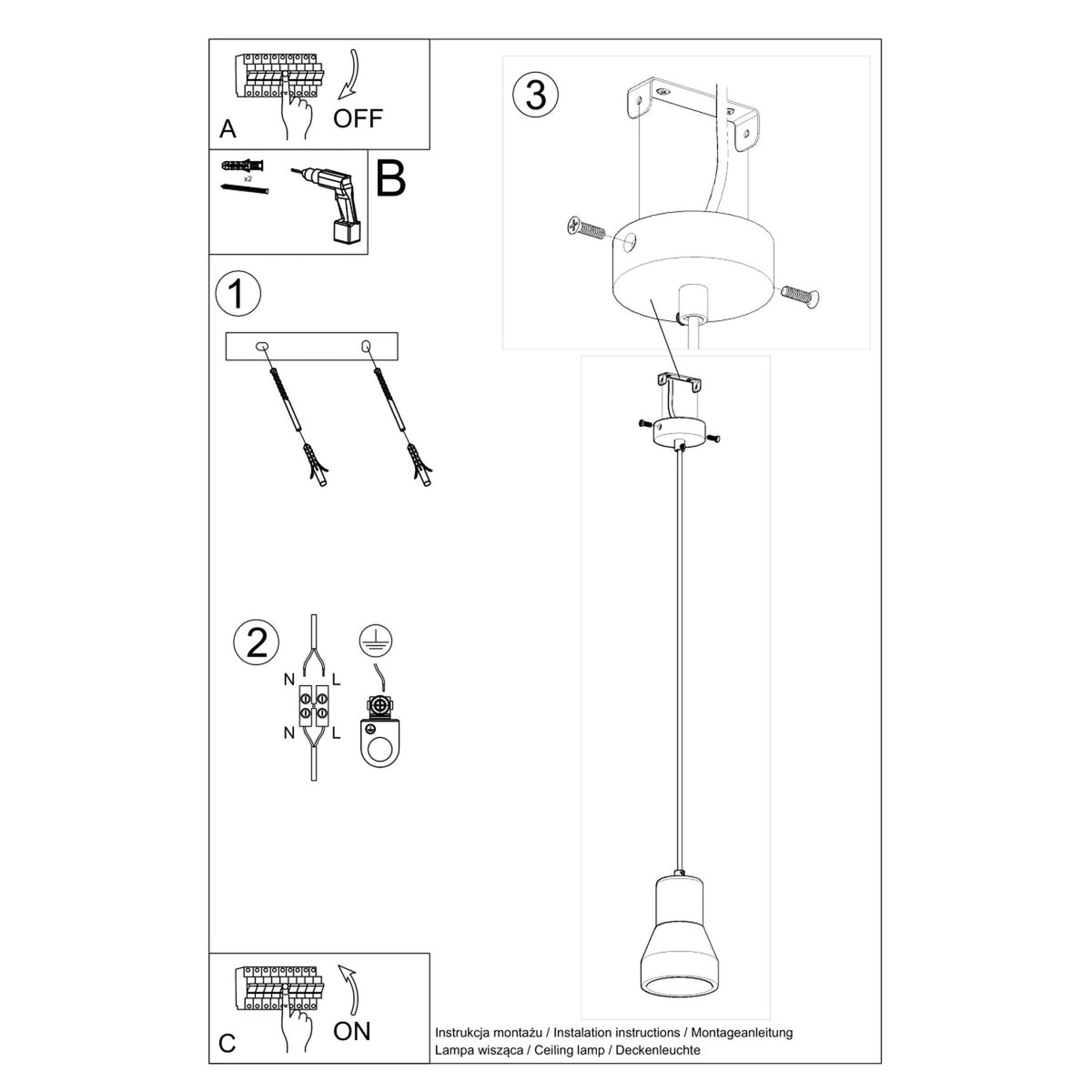 Pendant lamp QUBIC grey