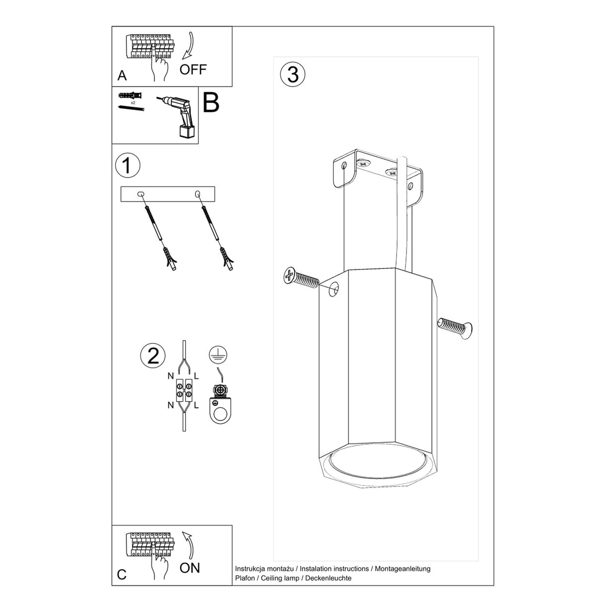 Ceiling lamp ZEKE 10 oak
