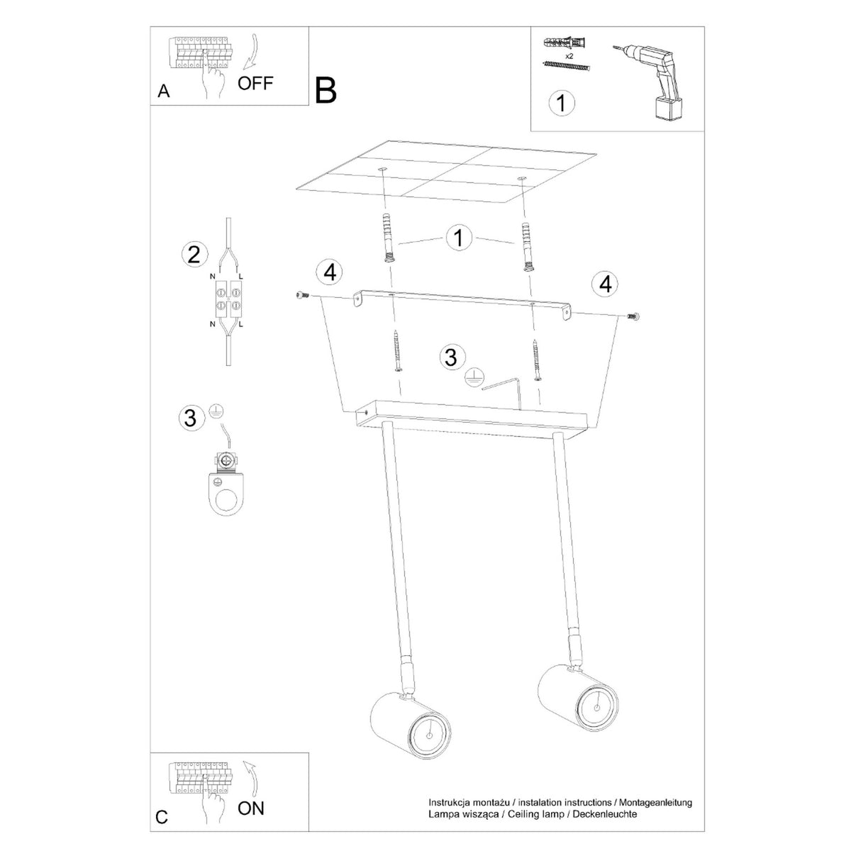 Ceiling lamp NORANO 2 black