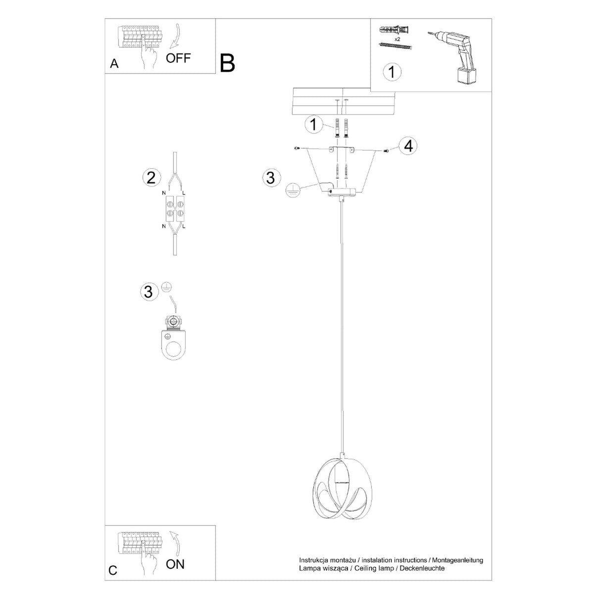 Pendant lamp TULOS 1 white
