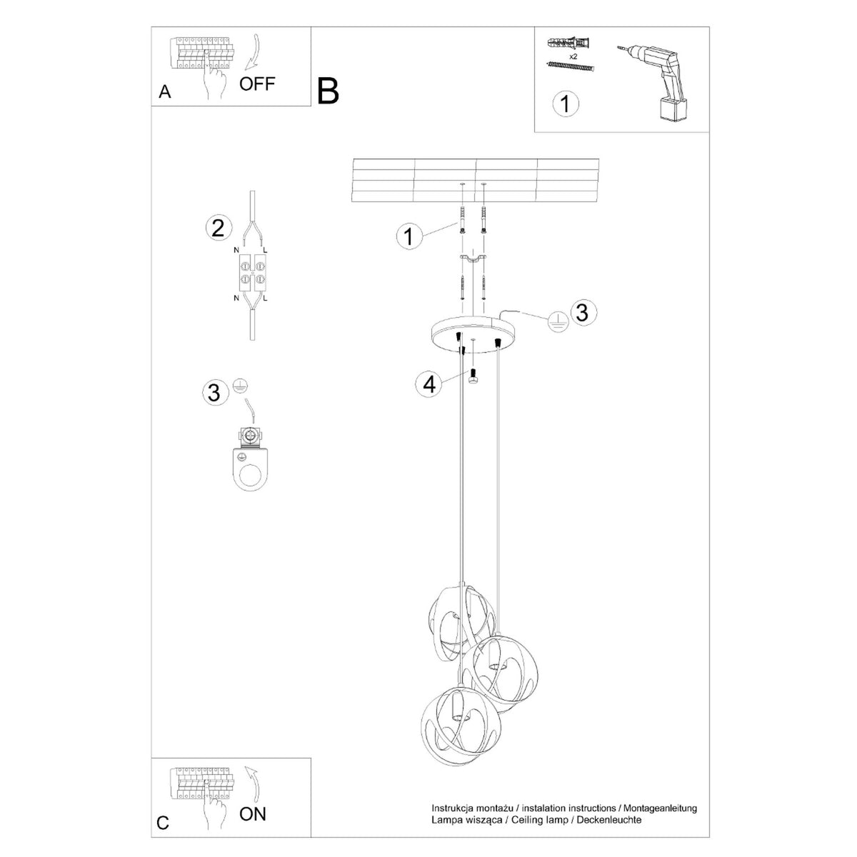 Pendant lamp TULOS 3P white
